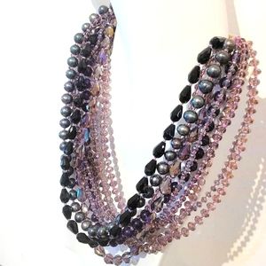 Multi strands crystals & pearls necklace NWT